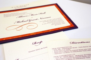 orange and purple invitation